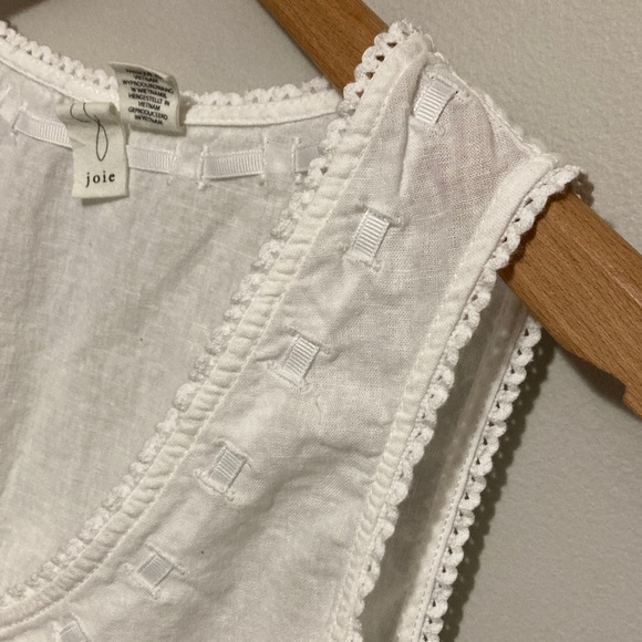 Joie White Sleeveless Button-Front Blouse, Size Medium, Linen Cotton Blend - Picture 3 of 9